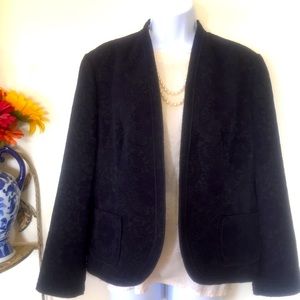 Navy on Charcoal Floral Brocade Jacket